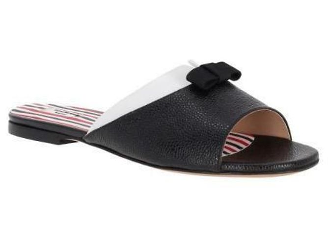 Thom Browne Slide de couro com detalhe de gola em laço - vista 6