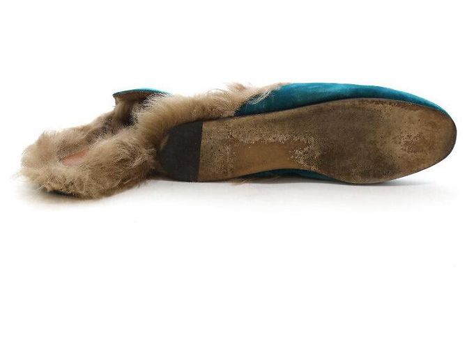 Gucci Mocassino in pelliccia Princetown Turchese Blu - vista 5