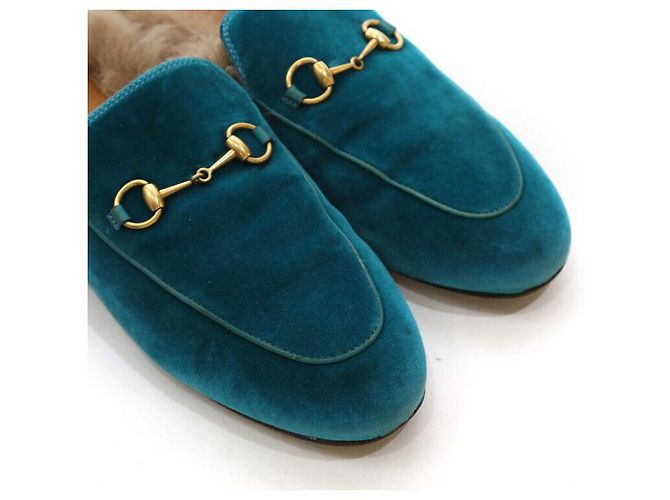 Gucci Mocassino in pelliccia Princetown Turchese Blu - vista 6