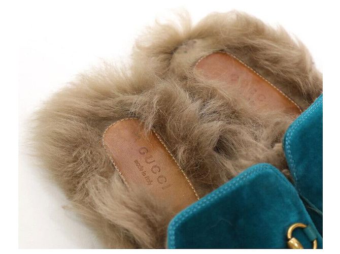 Gucci Mocassino in pelliccia Princetown Turchese Blu - vista 7