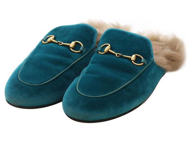 Gucci Mocassino in pelliccia Princetown Turchese Blu - vista 8