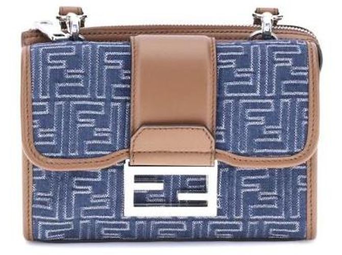 Fendi Borsa Baguette in Denim Jacquard Doppio Multicolore - vista 4