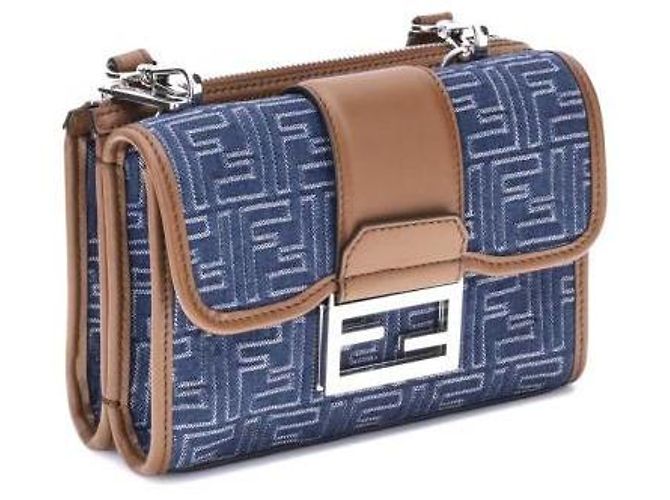 Fendi Borsa Baguette in Denim Jacquard Doppio Multicolore - vista 5