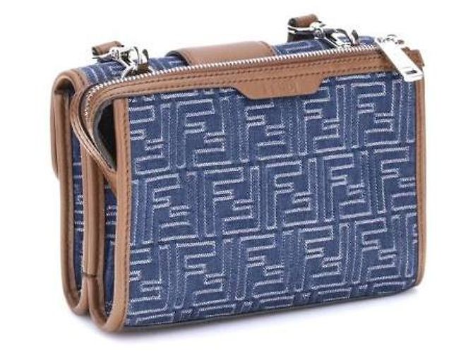 Fendi Borsa Baguette in Denim Jacquard Doppio Multicolore - vista 6