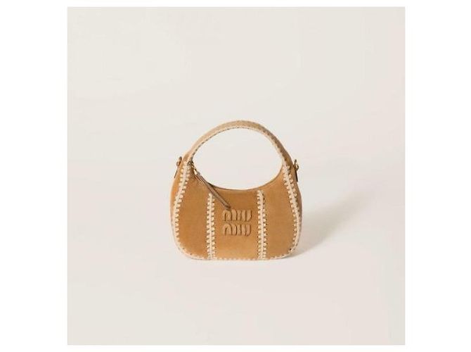 Miu Miu Borsa Wander in suede all'uncinetto Marrone - vista 4