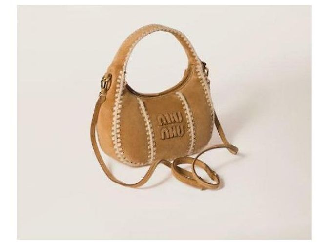 Miu Miu Borsa Wander in suede all'uncinetto Marrone - vista 5