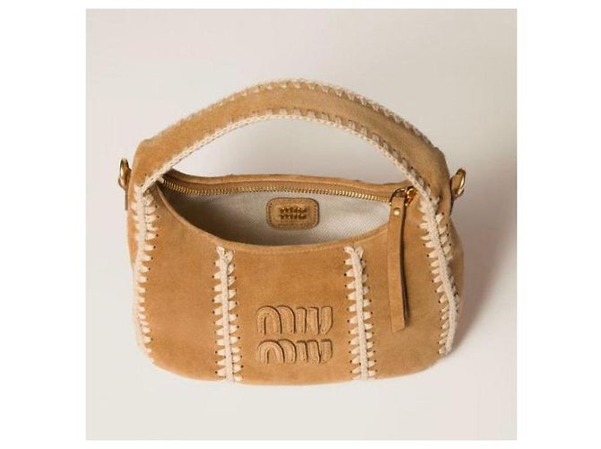 Miu Miu Borsa Wander in suede all'uncinetto Marrone - vista 7