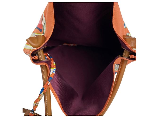 Borsa a Spalla Hermès Silky City PM Les Cannes Cane Multicolore Arancione - vista 11