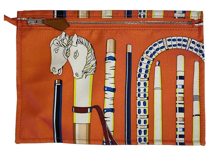 Borsa a Spalla Hermès Silky City PM Les Cannes Cane Multicolore Arancione - vista 12