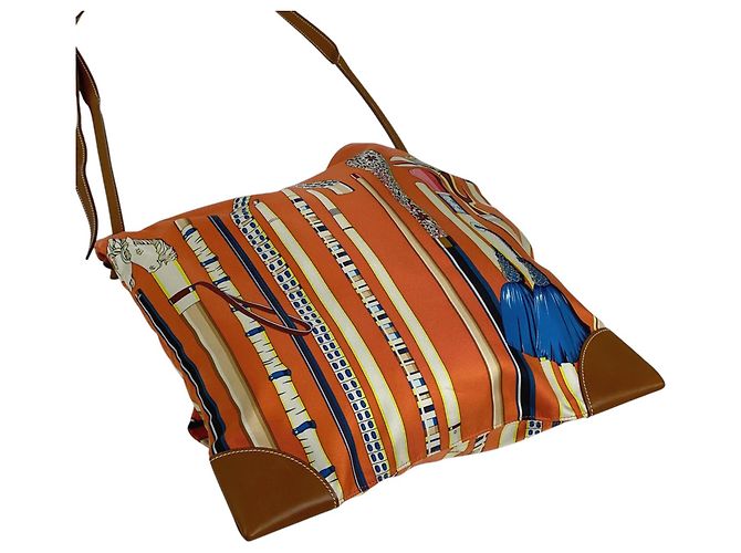 Borsa a Spalla Hermès Silky City PM Les Cannes Cane Multicolore Arancione - vista 2