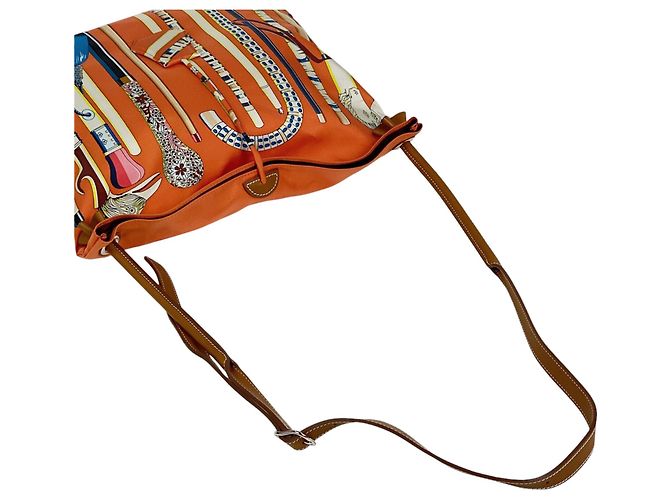 Borsa a Spalla Hermès Silky City PM Les Cannes Cane Multicolore Arancione - vista 9