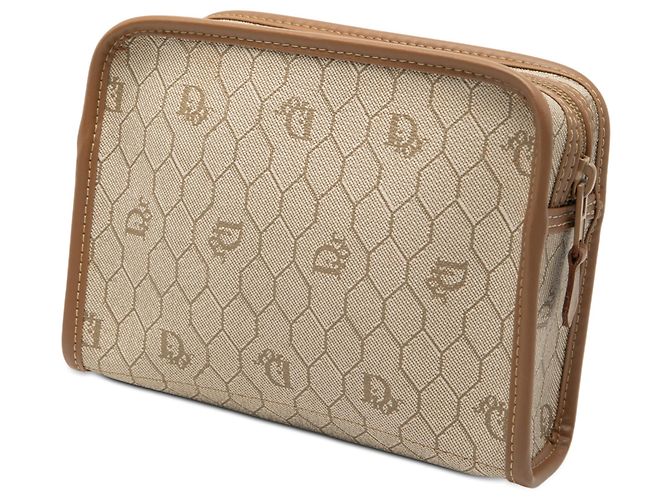 Dior braune Honigwaben-beschichtete Canvas-Tasche Beige - Ansicht 2