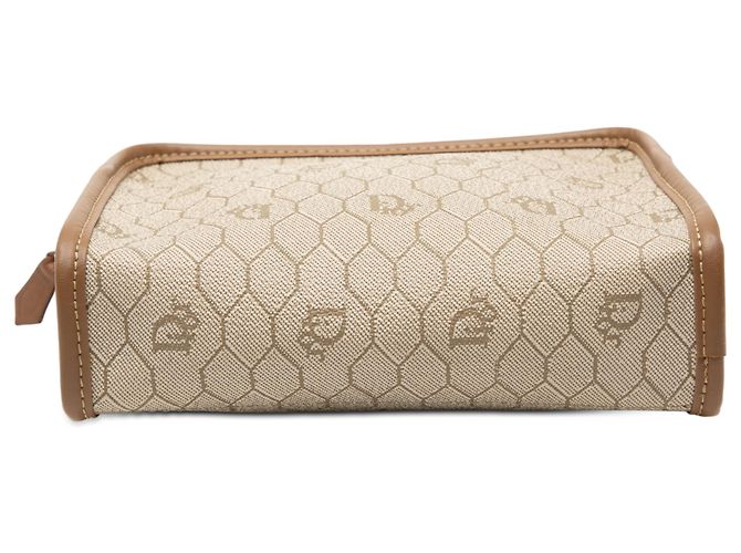 Dior braune Honigwaben-beschichtete Canvas-Tasche Beige - Ansicht 3