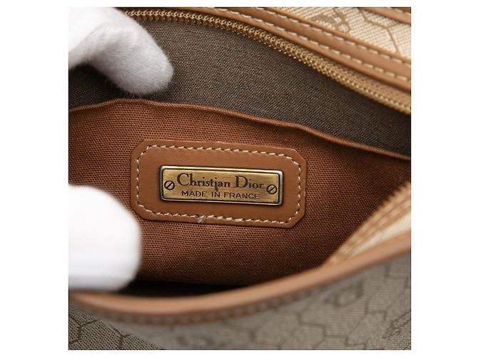 Dior braune Honigwaben-beschichtete Canvas-Tasche Beige - Ansicht 5
