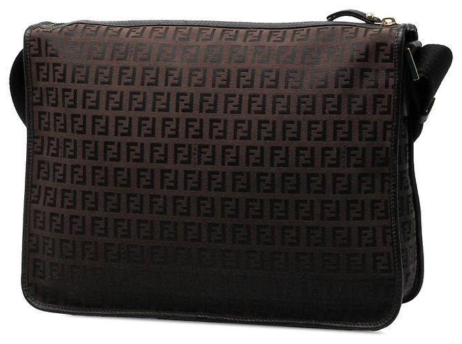 Fendi Marrón Zucchino Lona F Charm Bandolera Castaño Marrón oscuro - vista 2