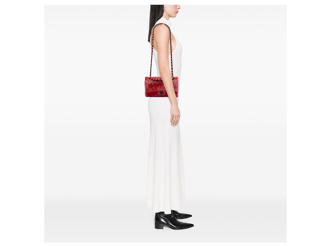 Chanel Rosso Medio Classico in Velluto Doppio - vista 7