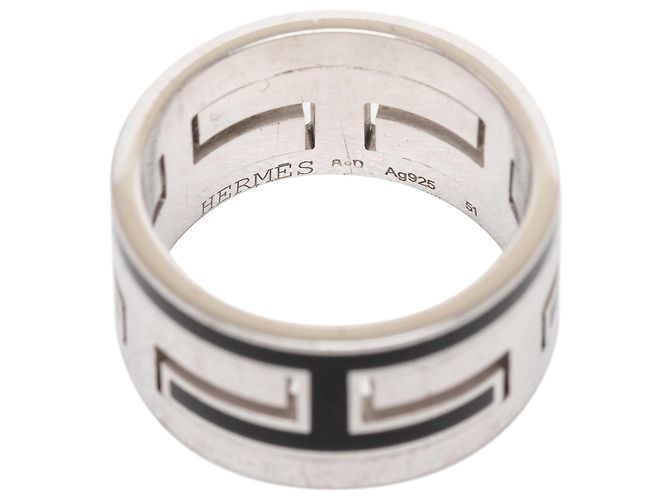 Ring Anello Move H in argento sterling e smalto Hermès - vista 4