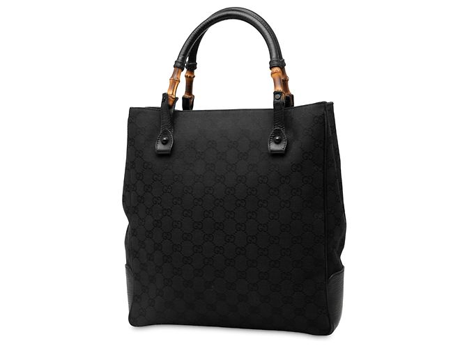 Bamboo Gucci Schwarze GG Canvas Bambus Tote - Ansicht 2