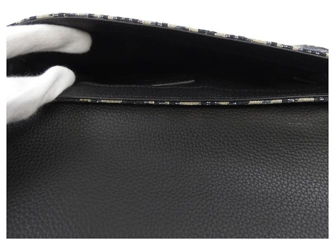 Borsa a mano Dior Oblique in jacquard Christian Dior Nero Beige Blu navy - vista 6