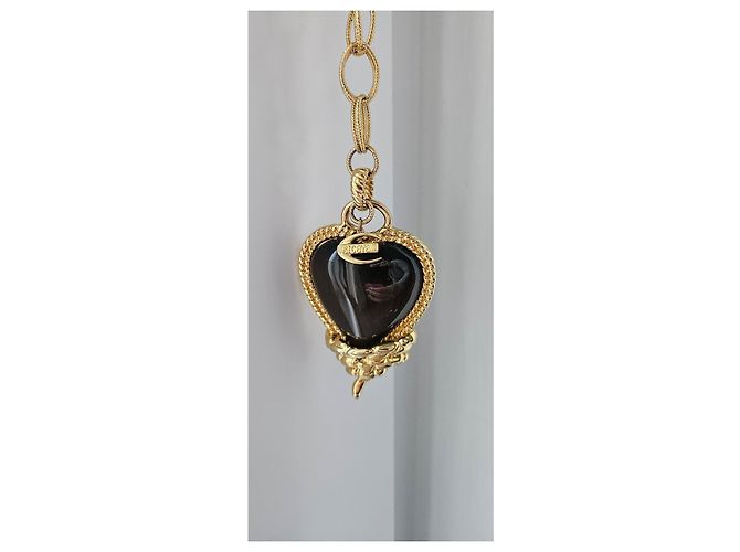 Just Cavalli Collana pendente a cuore in oro e onice Nero D'oro - vista 2