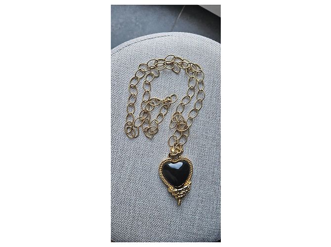 Just Cavalli Collana pendente a cuore in oro e onice Nero D'oro - vista 4