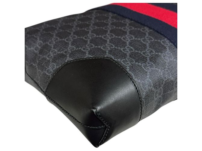 Borsa a Spalla Gucci GG Supreme Sherry Line Nero - vista 10