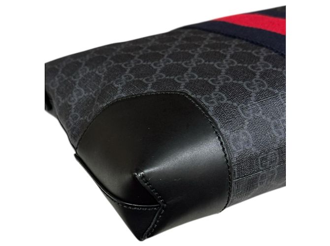 Borsa a Spalla Gucci GG Supreme Sherry Line Nero - vista 12