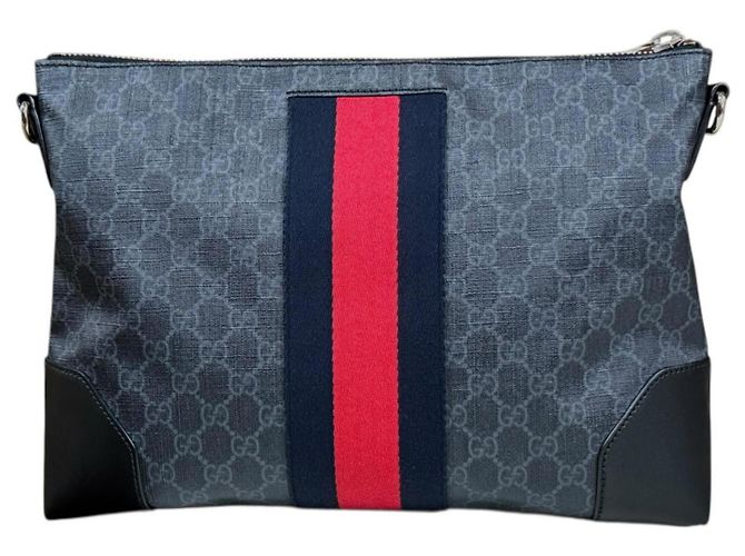 Borsa a Spalla Gucci GG Supreme Sherry Line Nero - vista 3