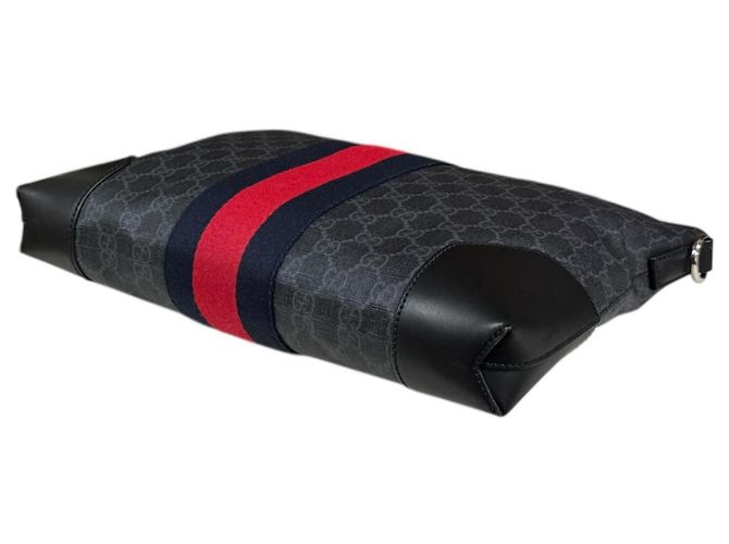 Borsa a Spalla Gucci GG Supreme Sherry Line Nero - vista 5
