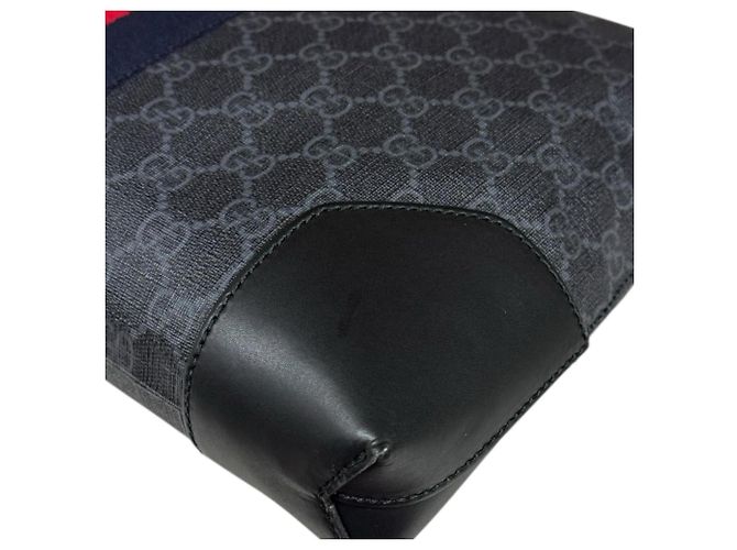 Borsa a Spalla Gucci GG Supreme Sherry Line Nero - vista 9