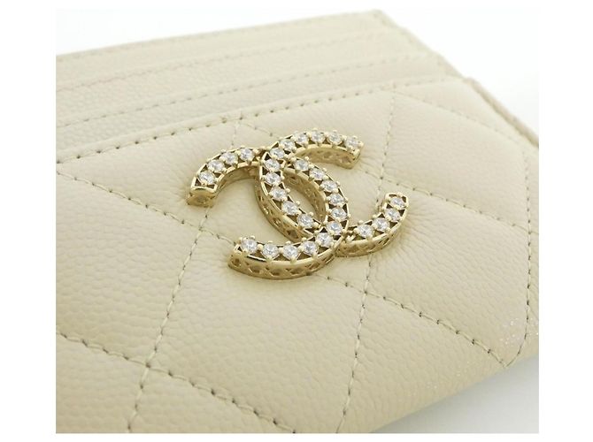 Tarjetero de piel de ternera granulada beige Chanel AP4563 - vista 3