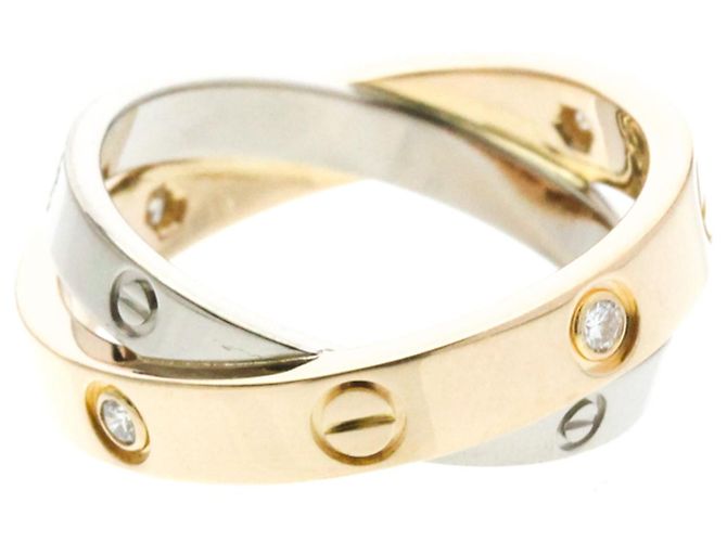 Cartier Be Love Ring Halb Diamant Silber Golden - Ansicht 2