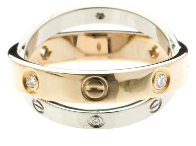 Cartier Be Love Ring Halb Diamant Silber Golden - Ansicht 3