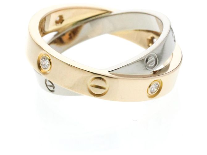 Cartier Be Love Ring Halb Diamant Silber Golden - Ansicht 4