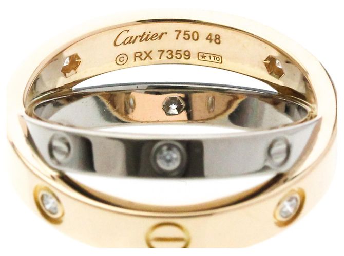 Cartier Be Love Ring Halb Diamant Silber Golden - Ansicht 5