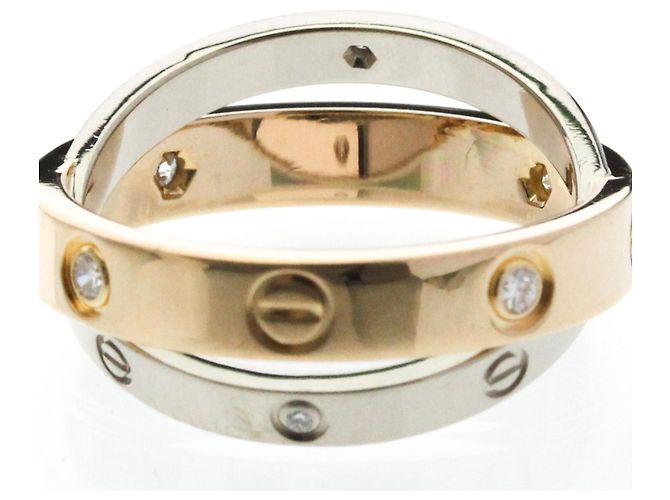 Cartier Be Love Ring Halb Diamant Silber Golden - Ansicht 7