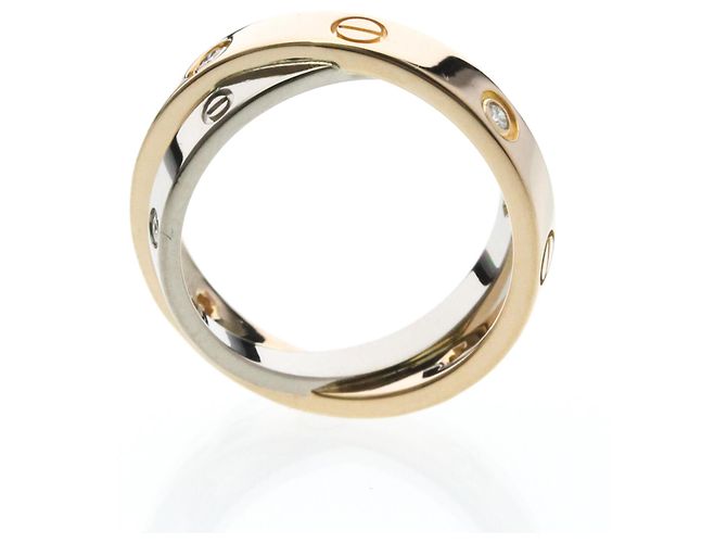 Cartier Be Love Ring Halb Diamant Silber Golden - Ansicht 9