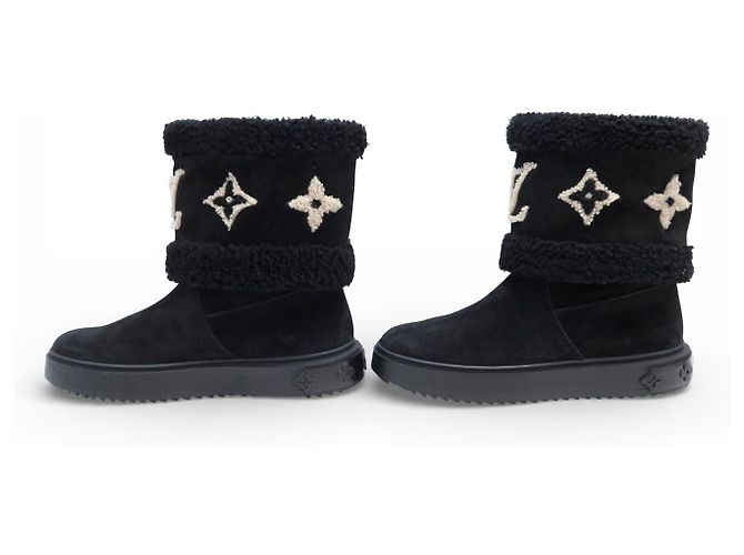 NEW LOUIS VUITTON SNOWDROP 1A95D5 41 BLACK ANKLE BOOTS - view 2