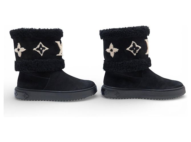NEW LOUIS VUITTON SNOWDROP 1A95D5 41 BLACK ANKLE BOOTS - view 3