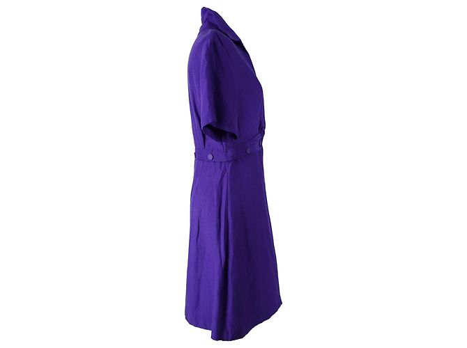 Lila Leinenkleid mit V-Ausschnitt SANDRO - Ansicht 2