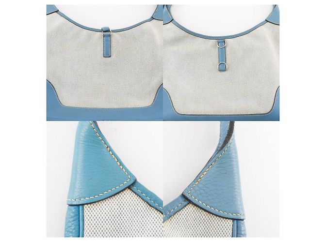 Borsa a Spalla Hermès Trim31 Toile H Triomphe Clemence Blu - vista 10