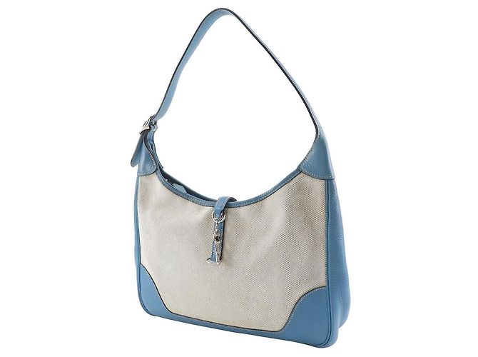 Borsa a Spalla Hermès Trim31 Toile H Triomphe Clemence Blu - vista 2