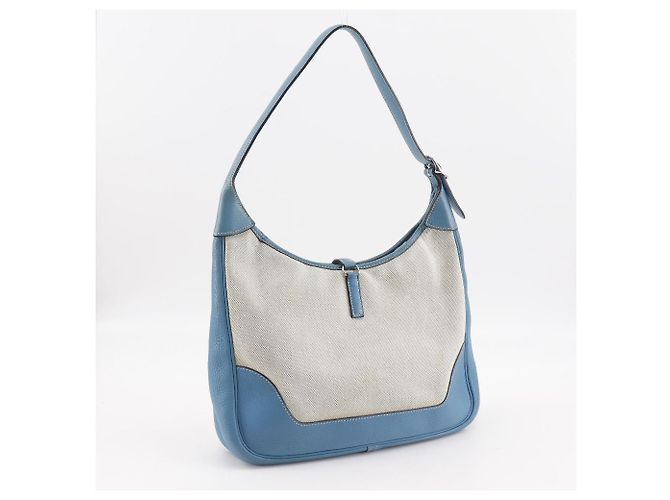 Borsa a Spalla Hermès Trim31 Toile H Triomphe Clemence Blu - vista 3