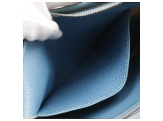 Borsa a Spalla Hermès Trim31 Toile H Triomphe Clemence Blu - vista 7