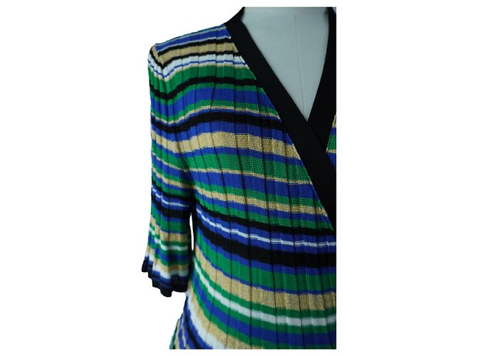 Vestido maxi plisado a rayas Maje Multicolor - vista 4