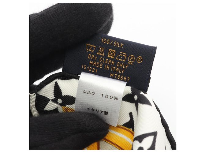 Cachecol de seda Monogram Confidential da Louis Vuitton para mulheres, branco, preto e multicolorido, - vista 3