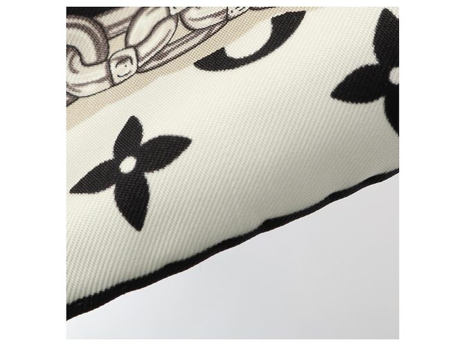 Cachecol de seda Monogram Confidential da Louis Vuitton para mulheres, branco, preto e multicolorido, - vista 4