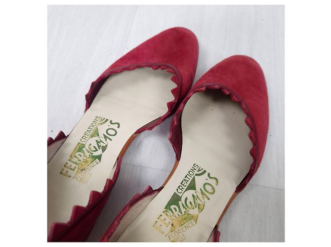Salvatore Ferragamo Bailarinas burdeos de ante Ferragamo - vista 3