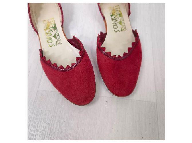 Salvatore Ferragamo Bailarinas burdeos de ante Ferragamo - vista 4