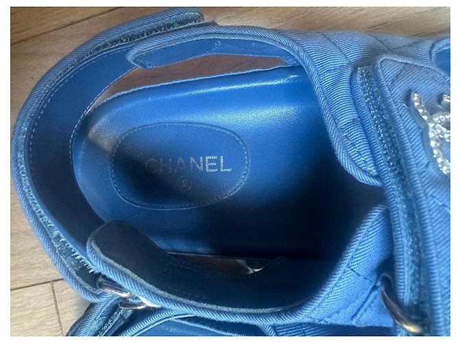 Chanel Dad Sandalen Denim Blau - Ansicht 9